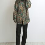 80s 柄 シルク シャツ 古着