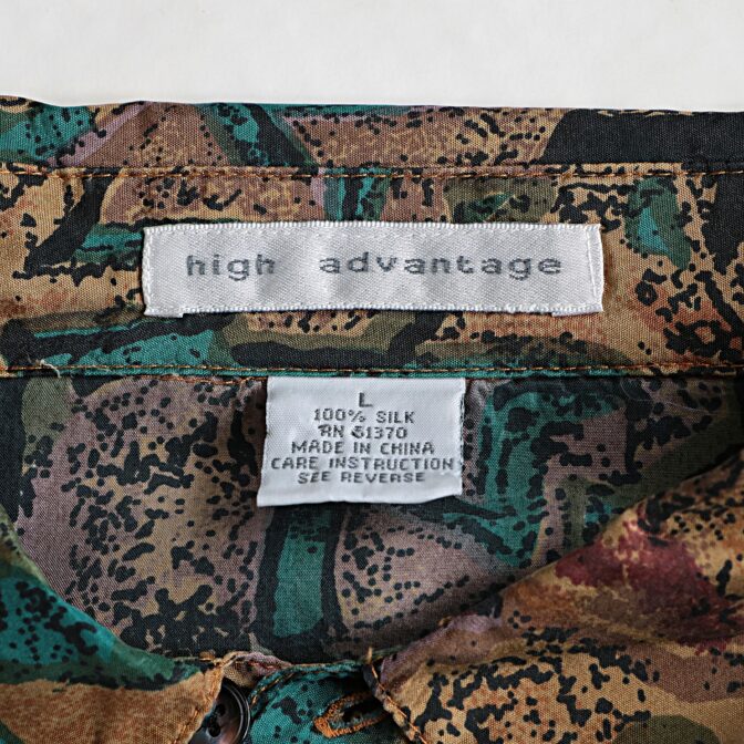 80s 柄 シルク シャツ 古着