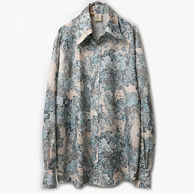 70s 総柄 シャツ アート