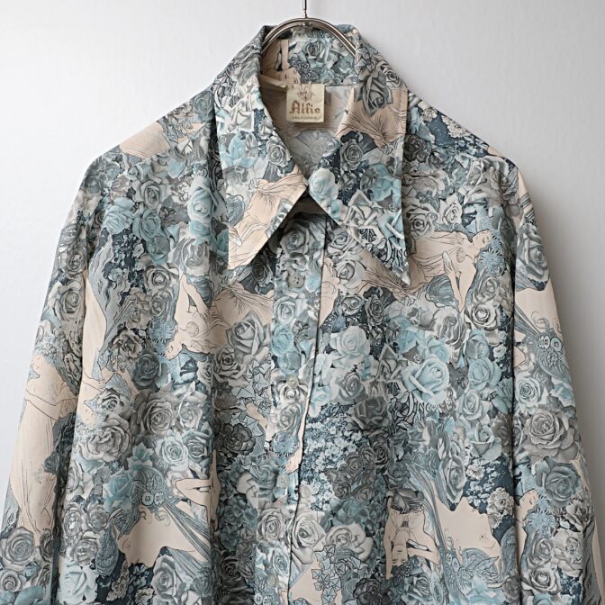 70s 総柄 シャツ アート