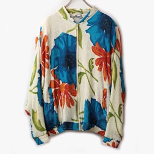 90s creazioni effeci ボタニカル コットン レーヨン ジップ ブルゾン 古着 used