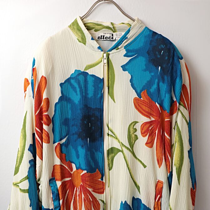 90s ボタニカル ブルゾン レディース 古着