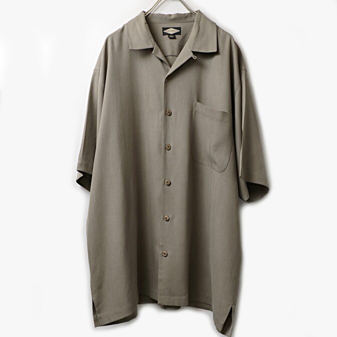 古着 シルク シャツ 無地 グレー