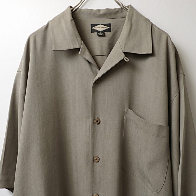 古着 シルク シャツ 無地 グレー