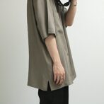 古着 シルク シャツ 無地 グレー