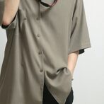 古着 シルク シャツ 無地 グレー