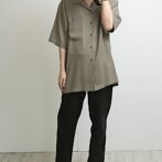 古着 シルク シャツ 無地 グレー