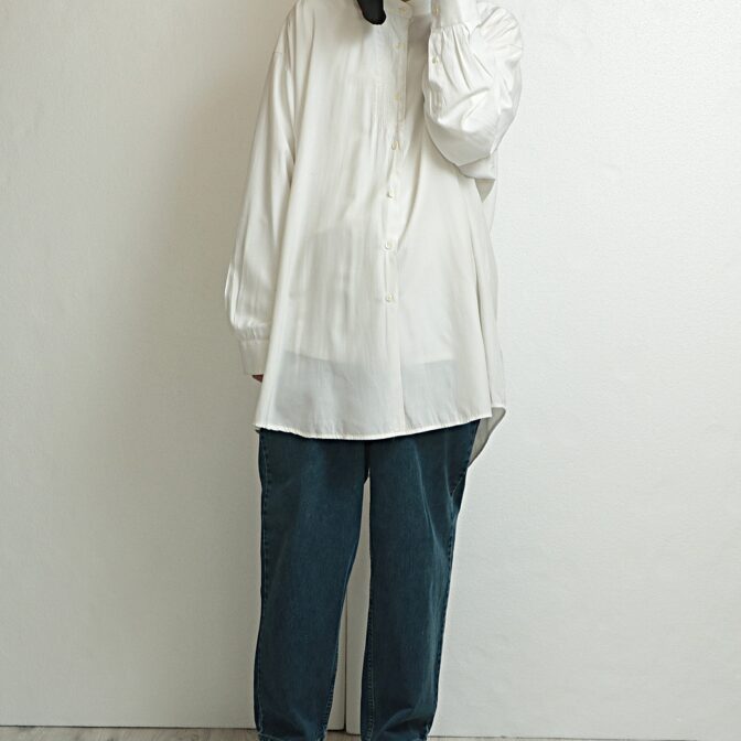 古着 バンドカラー シャツ ロング丈