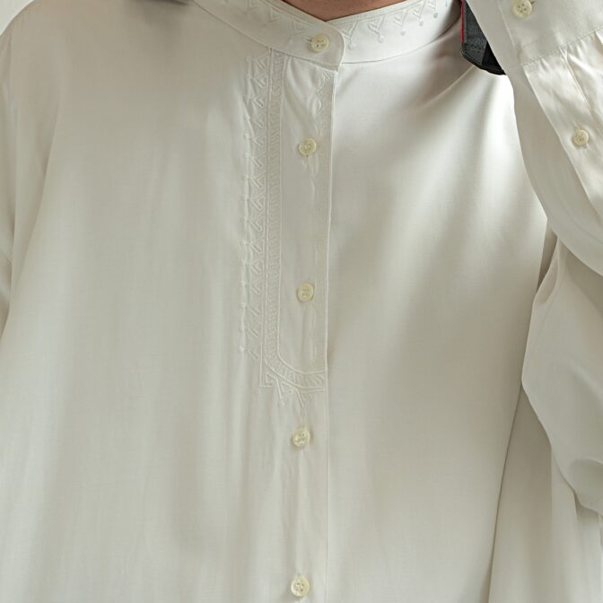 古着 バンドカラー シャツ ロング丈