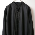 古着 レーヨン バンドカラー シャツ 黒