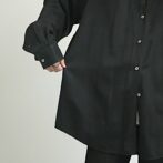 古着 レーヨン バンドカラー シャツ 黒