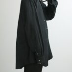 古着 レーヨン バンドカラー シャツ 黒