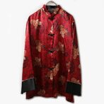 チャイナシャツ 古着 レディース 赤