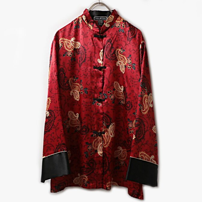 チャイナシャツ 古着 レディース 赤