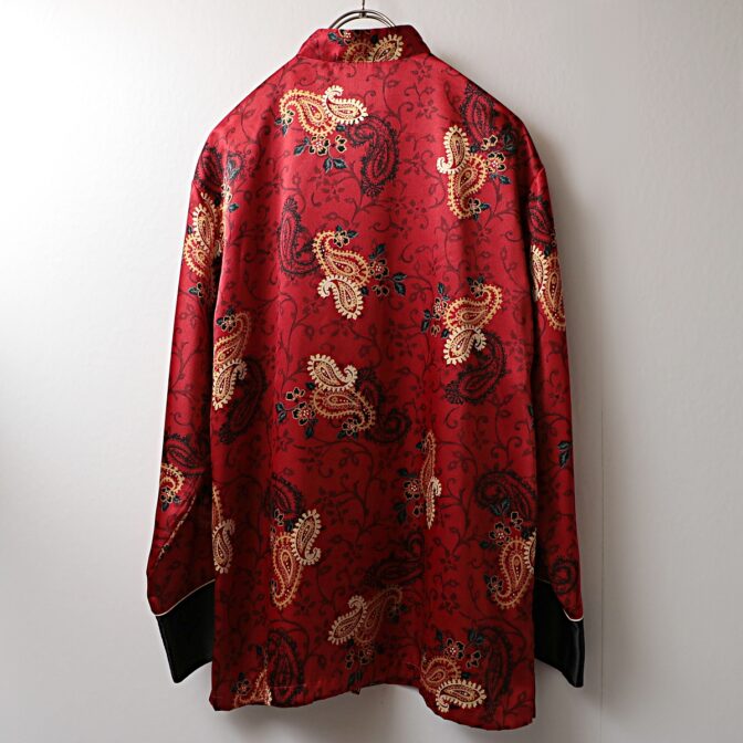 チャイナシャツ 古着 レディース 赤