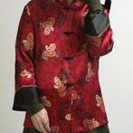 チャイナシャツ 古着 レディース 赤