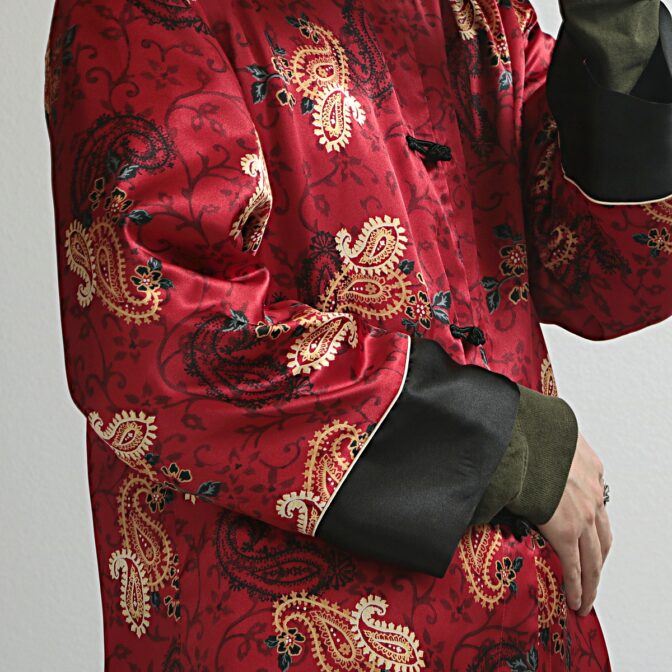 チャイナシャツ 古着 レディース 赤