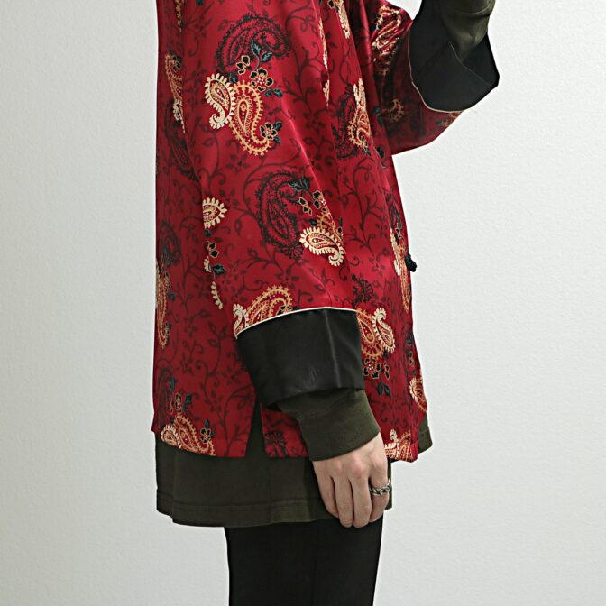 チャイナシャツ 古着 レディース 赤