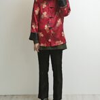 チャイナシャツ 古着 レディース 赤