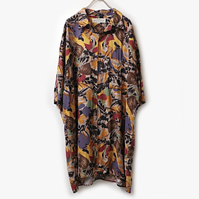 90s 総柄 レーヨン シャツ 古着