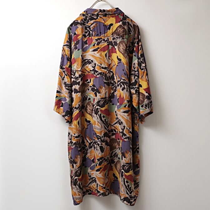 90s 総柄 レーヨン シャツ 古着