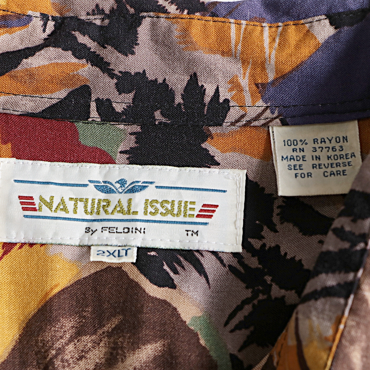 90s NATURAL ISSUE 総柄 ペイント 半袖 レーヨン シャツ 古着 used ...