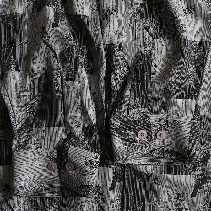 90s 総柄 シルク シャツ メンズ