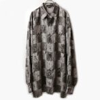 90s 総柄 シルク シャツ メンズ