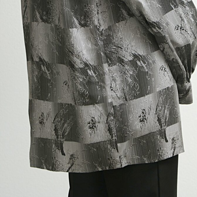 90s 総柄 シルク シャツ メンズ