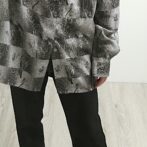 90s 総柄 シルク シャツ メンズ