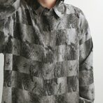 90s 総柄 シルク シャツ メンズ