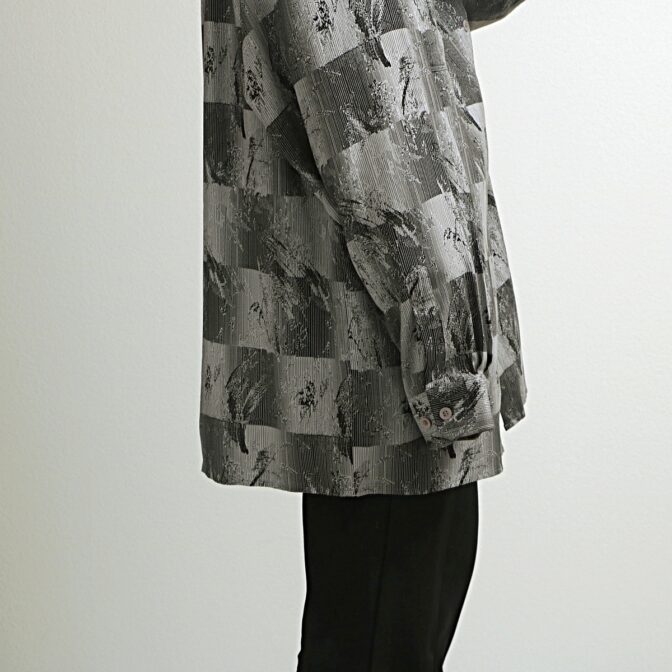 90s 総柄 シルク シャツ メンズ