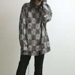 90s 総柄 シルク シャツ メンズ
