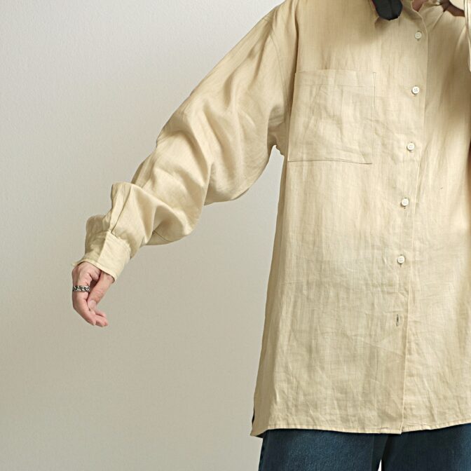 ロバートストック シャツ リネン 無地
