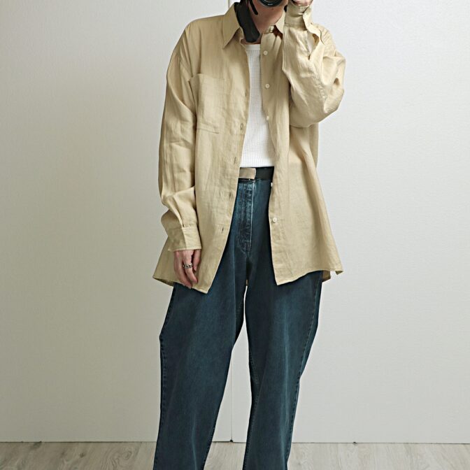 ロバートストック シャツ リネン 無地