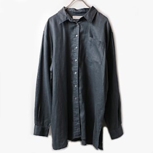 90-00s VALERIE STEVENS ソリッド リネン 長袖 シャツ 古着 used