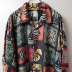 シルク 柄 魚 シャツ 古着