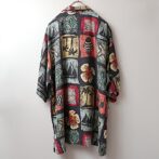 シルク 柄 魚 シャツ 古着