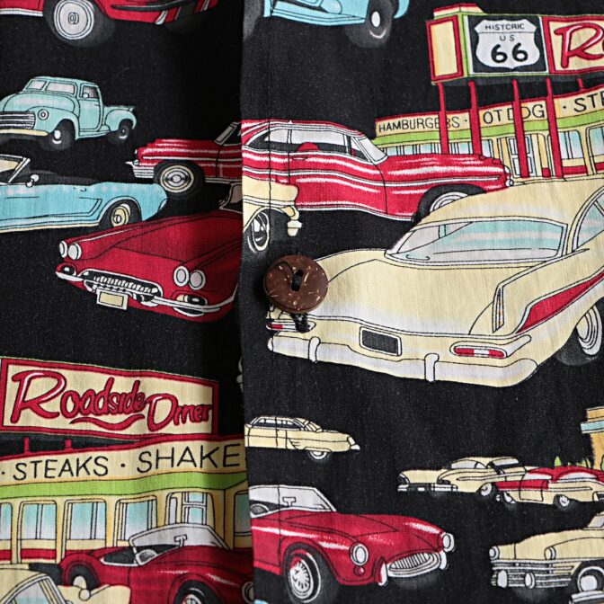 総柄 アロハシャツ 古着 車