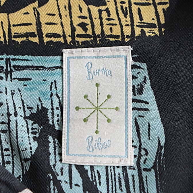 シルク 柄 魚 シャツ 古着