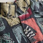 シルク 柄 魚 シャツ 古着