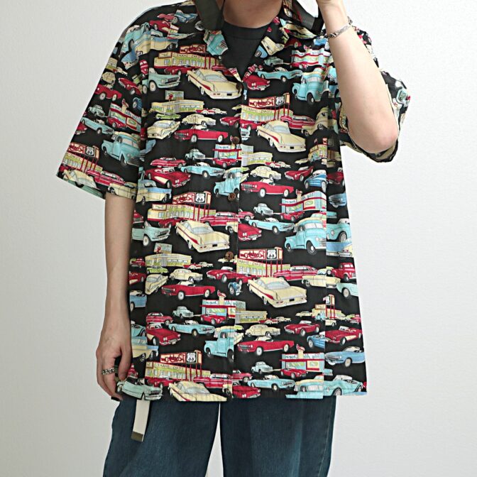 総柄 アロハシャツ 古着 車
