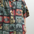 シルク 柄 魚 シャツ 古着