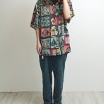 シルク 柄 魚 シャツ 古着