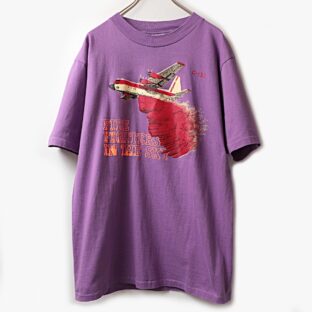 80s USA製 oneita 「fire fighter」C-130 プリント Tシャツ 古着 used