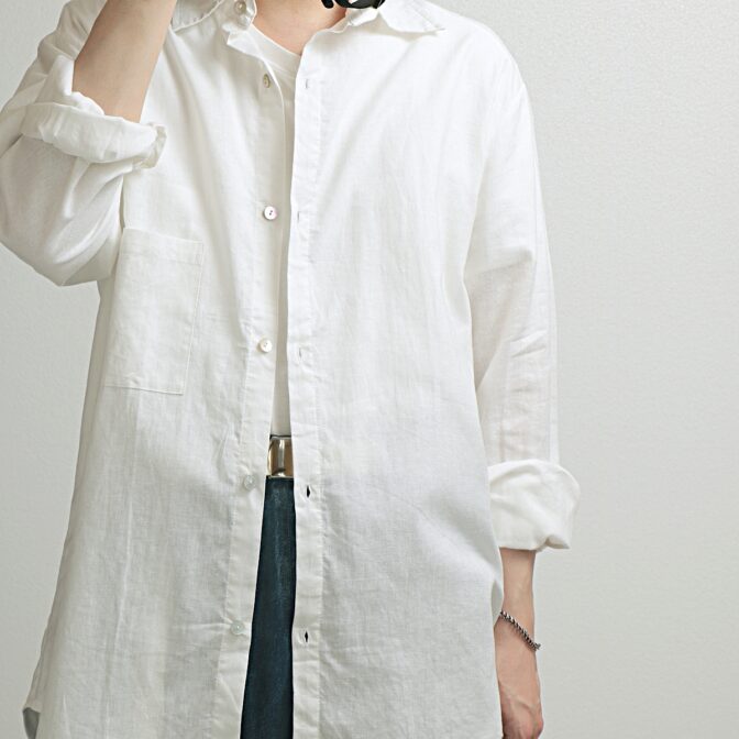ヘンプ オーガーニックコットン 白 シャツ