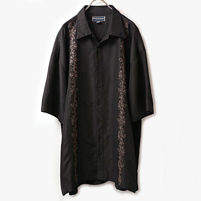 レーヨン ポリ シャツ ビッグシルエット 古着 黒