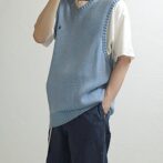 ポロラルフローレン ニット ベスト 古着 水色