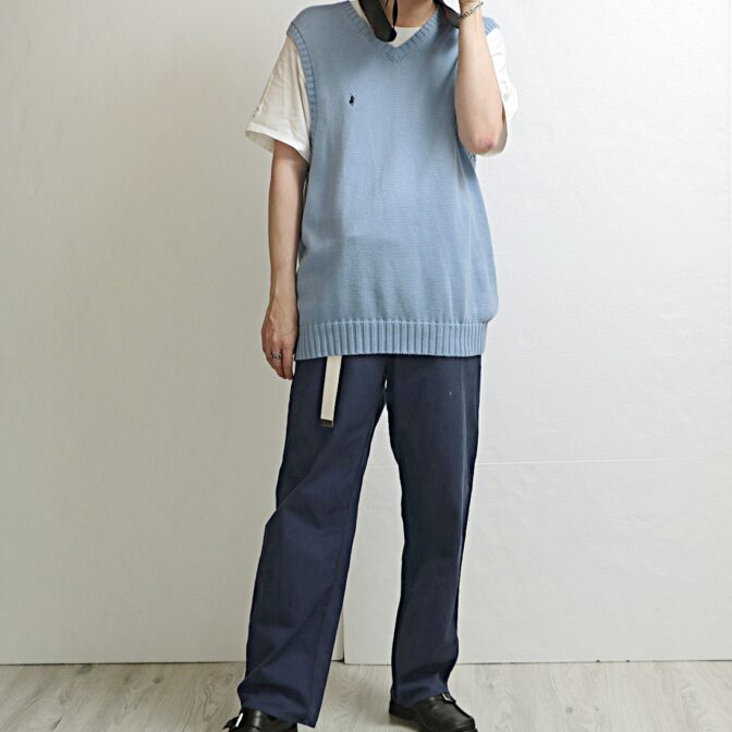 ポロラルフローレン ニット ベスト 古着 水色