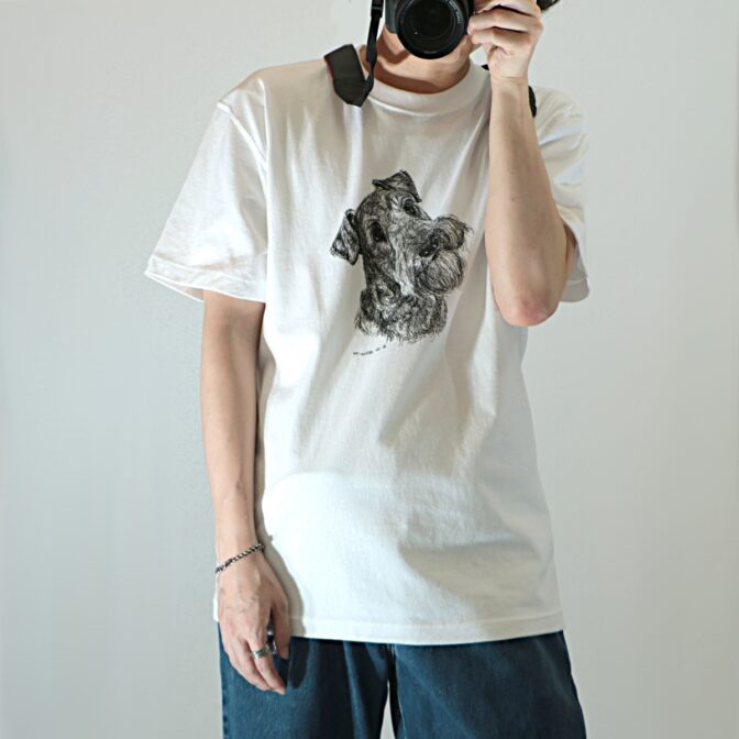 Tシャツ 白 犬 シュナウザー